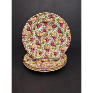 (4) Royal Albert Old Country Roses Chintz Collection Salad Plates 8 1/8” Gorg